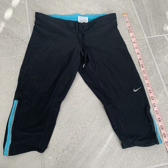 Nike Skinny Running Workout Yoga Leggings Womens Sz S Black Drawstring Tights - Picture 3 of 6